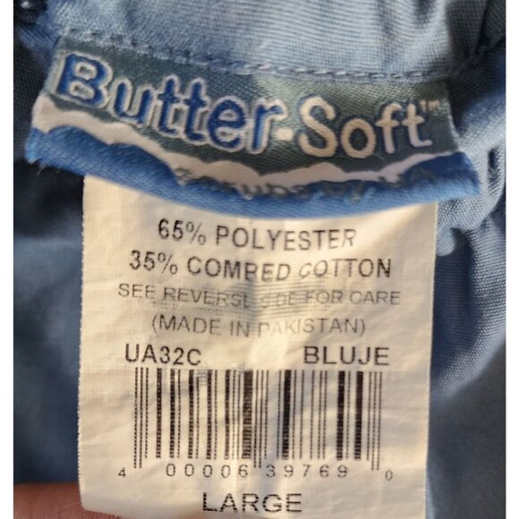 Butter-Soft Large Blue Scrub Pants with Elastic Waist, Drawstring - Picture 7 of 8